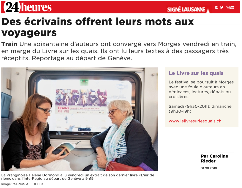 Trains de vie, 24 heures, 1er septembre 2018
